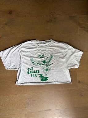 Hanes Gray Tee with Green Philadelphia Eagles Graphic